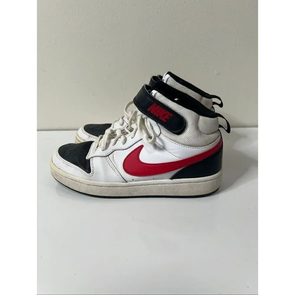 Nike Court Borough Mid 2 Sneakers Black Red White Size 6 Youth